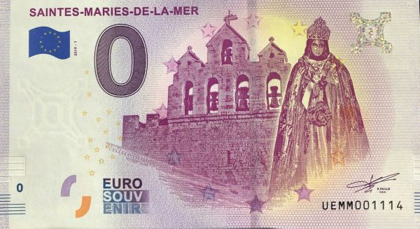 0 euro banknote SAINTES-MARIES-DE-LA-MER 2019-1 zero euro souvenir france