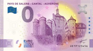 0 euro banknotes Pays de Salers – Cantal – Auvergne 2021-1 zero euro souvenir france