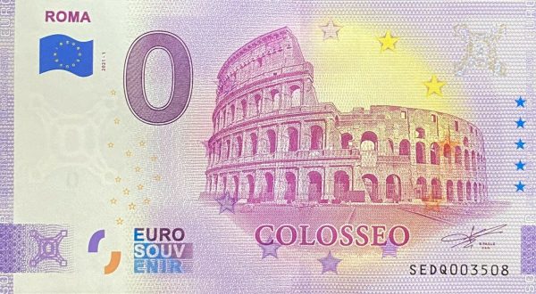 0 euro schein Roma 2021-1 souvenir banknote italy colosseo