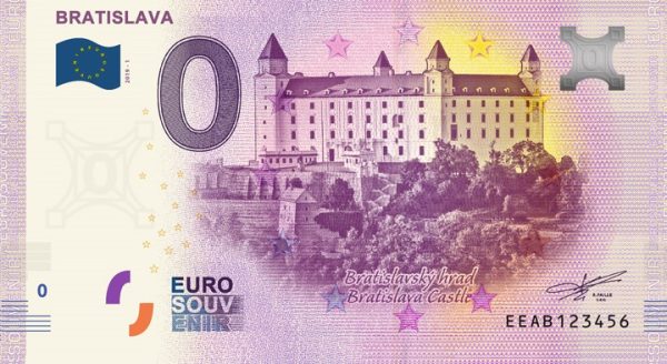 0 euro souvenir Bratislava 2019-1 zero euro bankovka slovensko