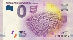 0 euro souvenir Burg Storkow MARK 2019-1 zero euro banknote schein germany