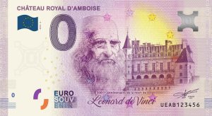 0 euro souvenir Chateau Royal D´Amboise 2019-2 billet banknote france leonard de vinci