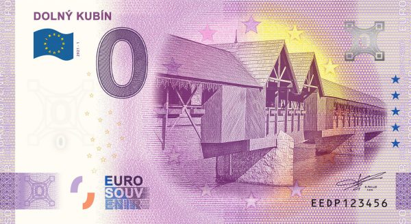 0 euro souvenir Dolný Kubín 2021-1 zeroeuro bankovka slovensko