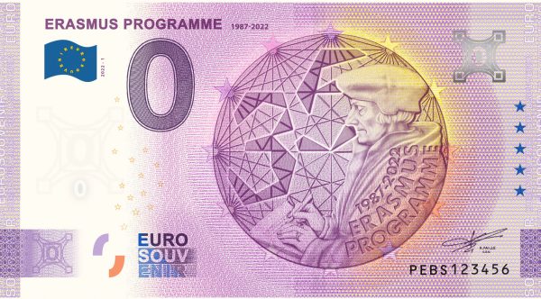 0 euro souvenir Erasmus Programme 2022-1 banknotes malta