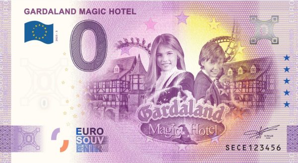 0 euro souvenir Gardaland Magic Hotel 2023-3 italy banknote
