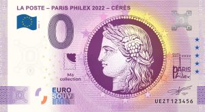 0 euro souvenir La Poste – Paris Philex 2022 – Céres 2022-1 banknote france