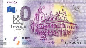 0 euro souvenir Levoča 2019-1 slovensko bankovka s peciatkou 1