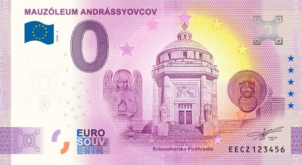 0 euro souvenir Mauzóleum Andrássyovcov 2020-2 zeroeuro bankovka