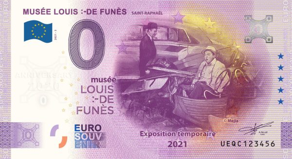 0 euro souvenir Musée Louis De Funes 2021-3 Anniversary france banknote