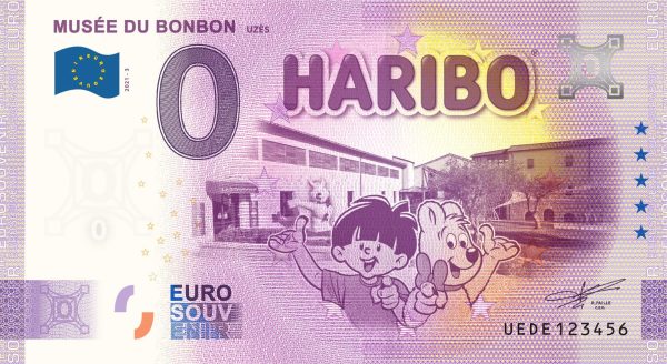 0 euro souvenir Musée du Bonbon 2021-3 zeroeuro banknotes france