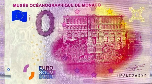 0 euro souvenir Musée Océanographique de Monaco 2020-1 zeroeuro banknote