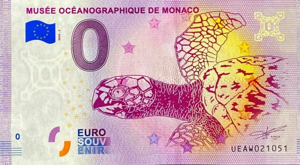 0 euro souvenir Musée Océanographique de Monaco 2020-3 zeroeuro banknote