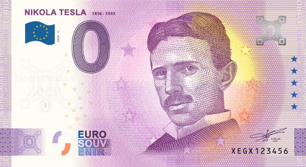 0 euro souvenir Nikolai Tesla 2020-2 zero euro germany anniversary