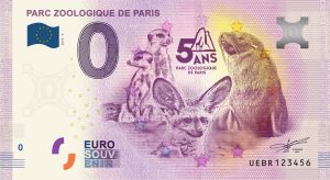 0 euro souvenir Parc Zoologique de Paris 2019-4 france banknote billet