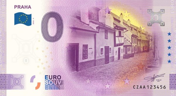 0 euro souvenir Praha 2022-4 bankovka ceska republika