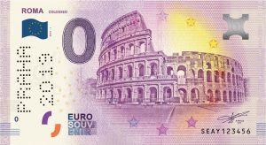 0 euro souvenir Roma Colosseo 2019-1 PRAHA banknote italy