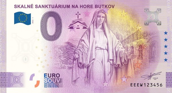 0 euro souvenir Skalné sanktuárium na hore Butkov 2022-1 bankovka slovensko