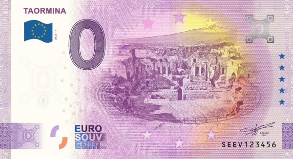 0 euro souvenir Taormina 2023-1 italy banknote