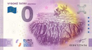 0 euro souvenir Vysoké Tatry 2021-1 zeroeuro bankovka slovensko high tatras