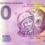 0 euro souvenir YURI ALEKSEYEVICH GAGARIN 2021-1 anniversary zero euro banknote russia