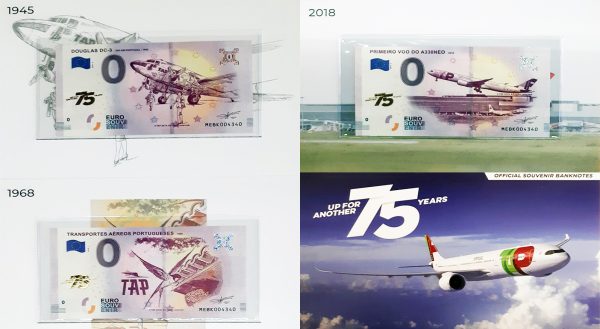0 euro souvenir air portugal folder golden