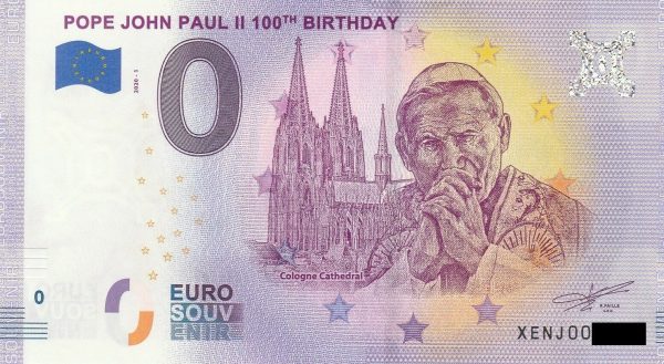 0 euro souvenir banknote Pope John Paul II 100th Birthday 2020-1 germany