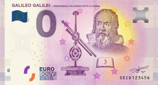 0 euro souvenir banknote galileo galilei 2020-1 italy secd