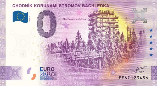 0 euro souvenir bankovka Chodník korunami stromov Bachledka 2023-1 slovensko