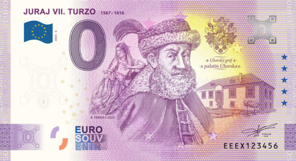 0 euro souvenir bankovka slovensko Juraj VII. Turzo 2025-2
