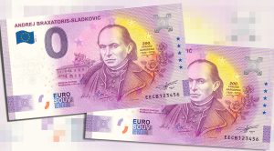 0 euro souvenir bankovka slovensko andrej braxatoris-sladkovic 2020-2 anniversary novy dizajn set