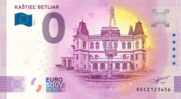 0 euro souvenir kastiel betliar 2020-1 zeroeuro bankovka