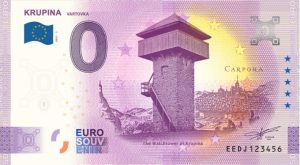0 euro souvenir krupina 2021-1 vartovka 0 € bankovka slovensko