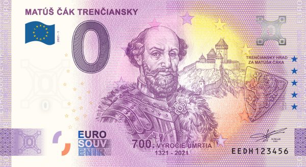 0 euro souvenir matus cas trenciansky 2021-1 zeroeuro banknotes slovakia