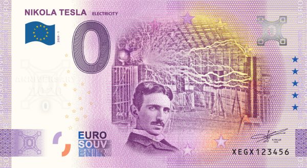 0 euro souvenir nikola tesla 2020-1 anniversary electricity zero euro banknotes germany