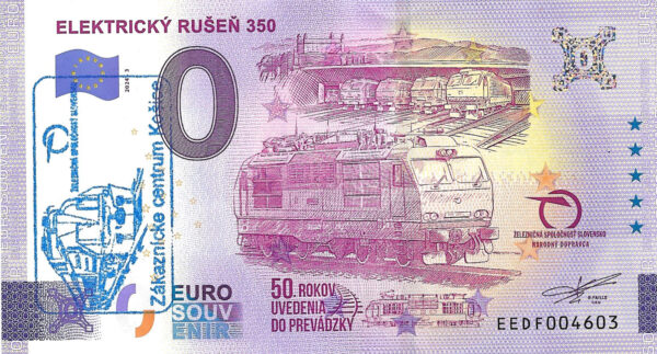 0 euro souvenir slovensko Elektrický rušeň 350 2024-3 pečiatka 1