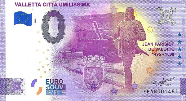0 euro souvenir valletta citta umilissima 2021-1 malta banknote