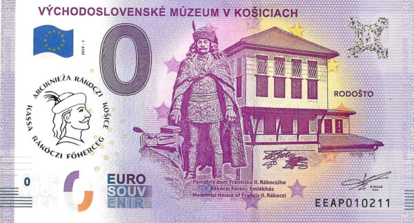 0 euro souvenir vychodoslovenske muzeum v kosiciach Rodošto bankovka pritlac slovensko