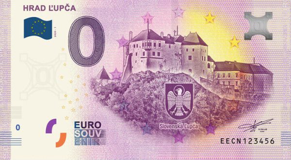 0 eurova bankovka slovensko hrad lupca 2020-1 zero euro souvenir