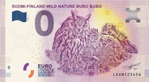 0 eurove bankovky Suomi – Finland Wild Nature Bubo Bubo 2020-7 zeroeuro souvenir