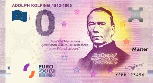 0 eurove bankovky nemecko Adolph Kolping 1813-1865 2020-1 0 euro souvenir schein