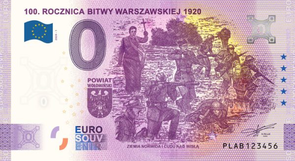 100. Rocznica Bitwy Warszawskiej 1920 2020-1 ND 0 euro souvenir banknote poland