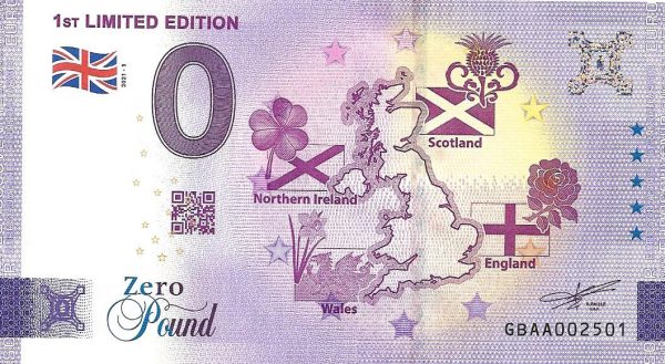 1st Limited edition 2021-1 0 pound souvenir zeroeuro banknote