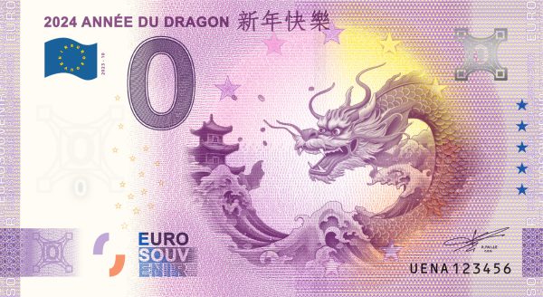 2024 Année du Dragon 2023-10 0 euro souvenir france banknotes