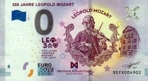 300 Jahre Leopold Mozart 2019-1 0 euro souvenir bankovka slovensko zero euro banknote