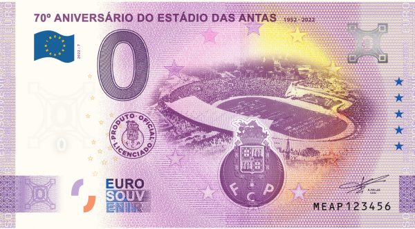 70° Aniversário do Estádio das Antas 2022-7 0 euro souvenir portugal banknotes