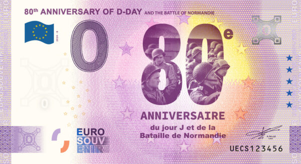 80th Anniversary of D-Day 2024-8 0 euro souvenir banknotes france