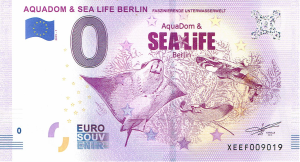 AQUADOM SEA LIFE BERLIN 2019-1 0 euro souvenir bankovka slovensko zero euro banknote