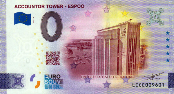 Accountor Tower – Espoo 2023-1 0 euro souvenir banknote finland