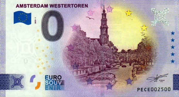 Amsterdam Westertoren 2023-1 0 euro souvenir netherlands banknote