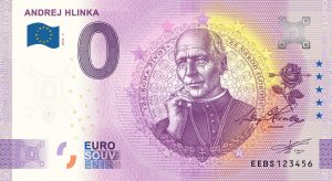 Andrej Hlinka 2022-5 0 euro souvenir bankovka slovensko